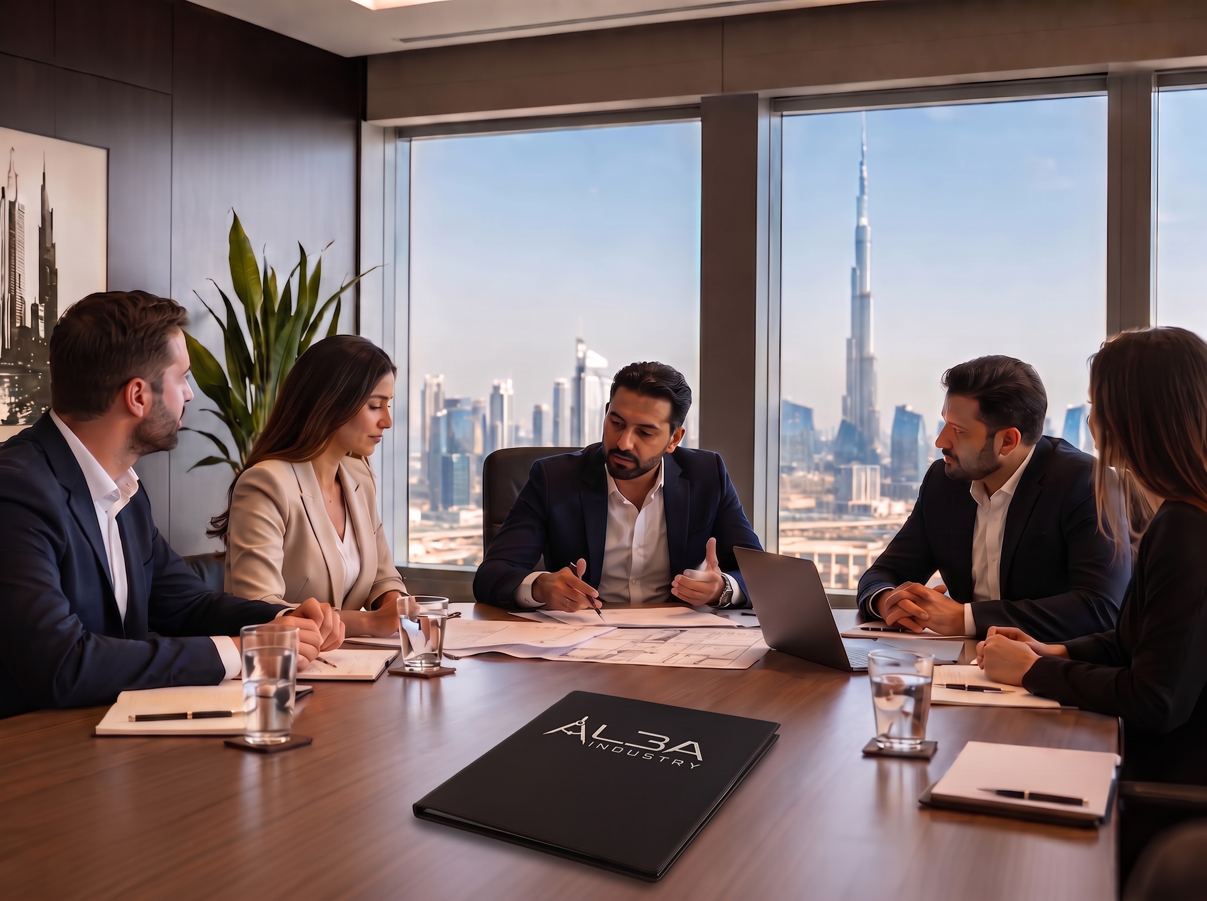 Riunione tecnica a Dubai con portfolio ALBA Industry sul tavolo